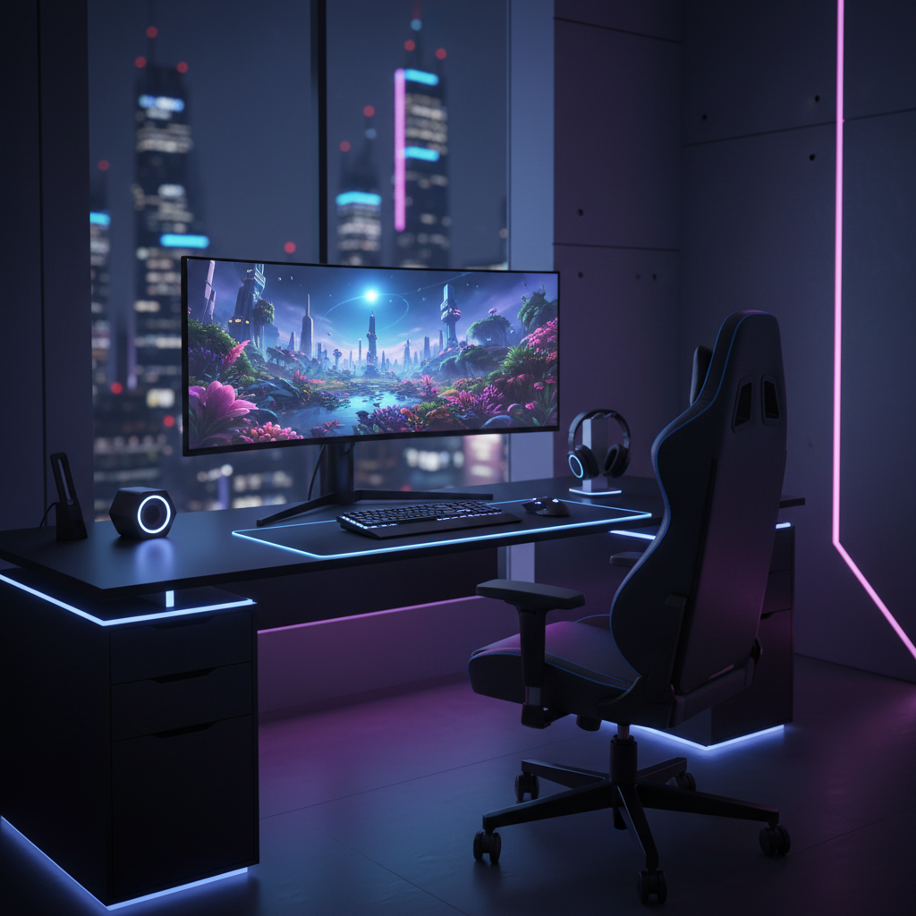 Target audience: teens and college students who love gaming productivity, and TikTok room setups. Catergory focus on room transformation and setup essentials.
desired astetic: Dark minimalist, futuristic, cozy late-night vibe, clean layouts, and premium modern visuals